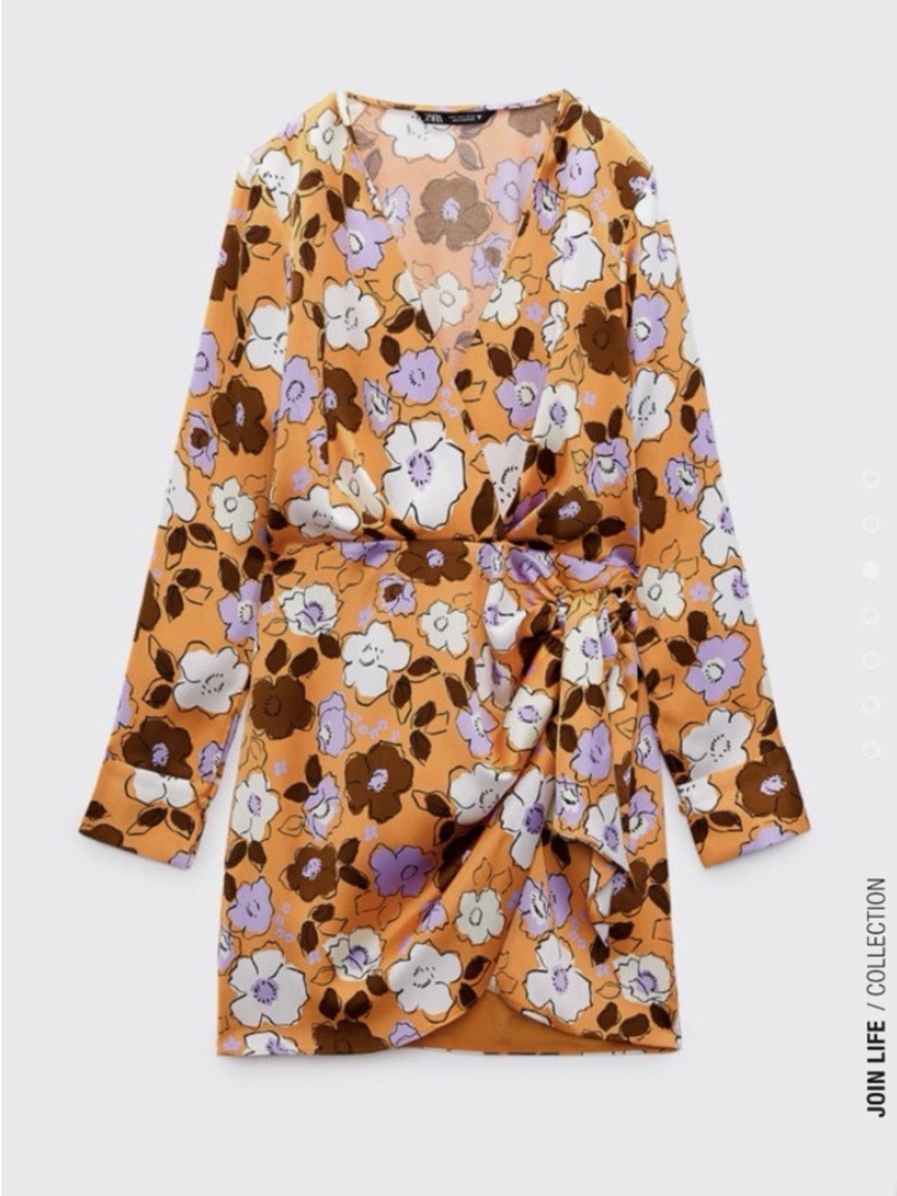 Zara Orange Floral Wrap Mini Dress